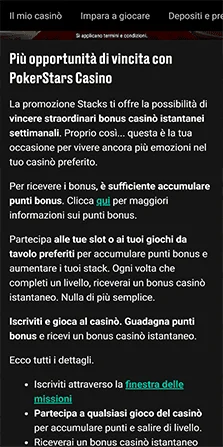 pokerstars casino altre offerte bonus